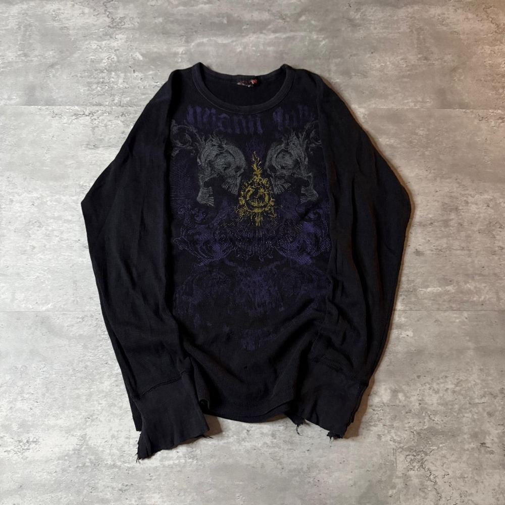 Grunge 2000s Relaxed Boxy Miami Ink Skater Y2K Sweater